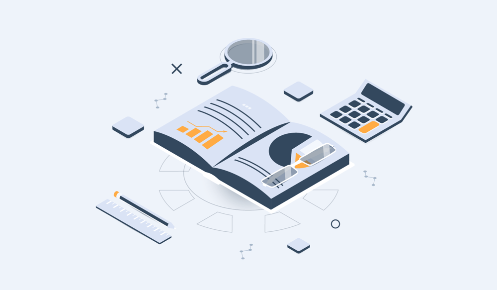 Illustration of various accounting services and bookkeeping tools