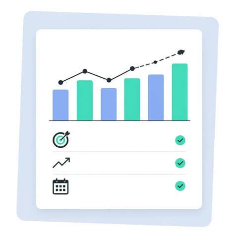 CFO planning dashboard with blue and mint forecast bars