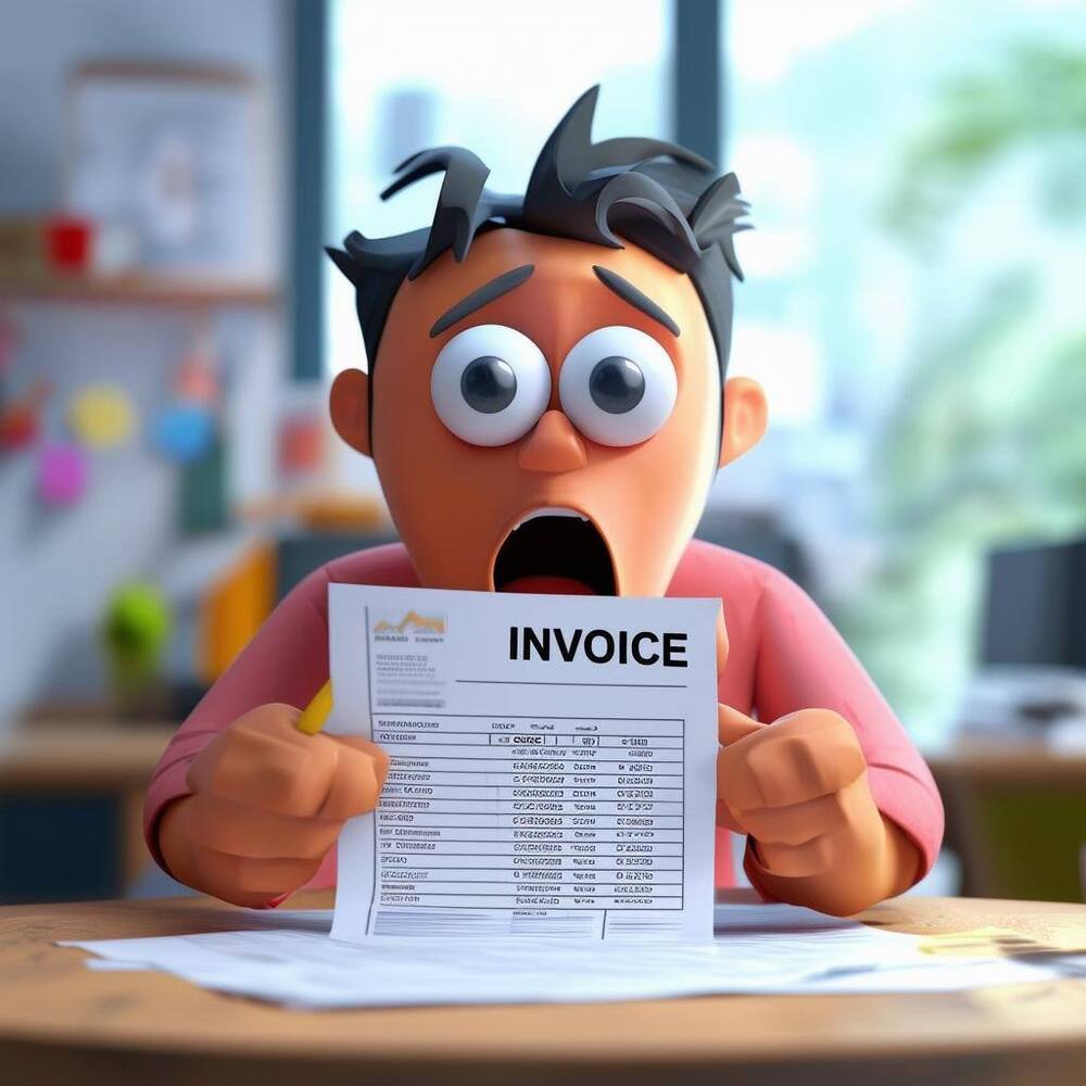 shocking invoice causes googly eyes to the customer