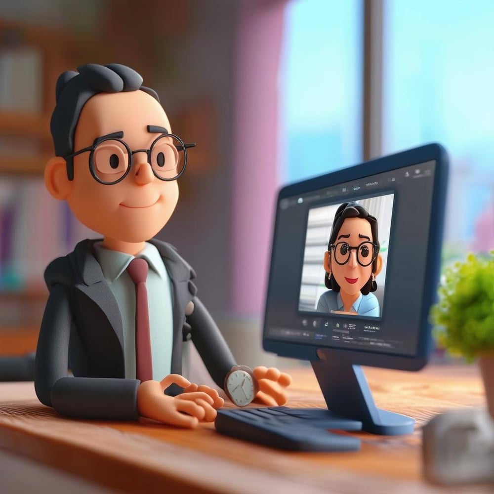 business owner on a webcam call with their virtual accountant