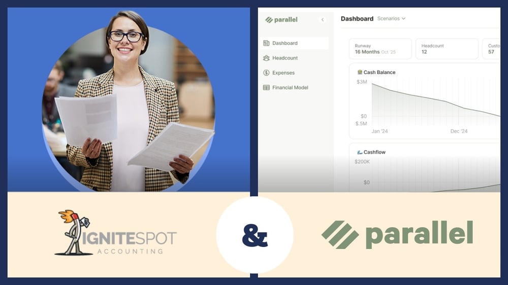 Ignite Spot stock photo next to a screenshot of Parallels software with both company names at the bottom for a partnership
