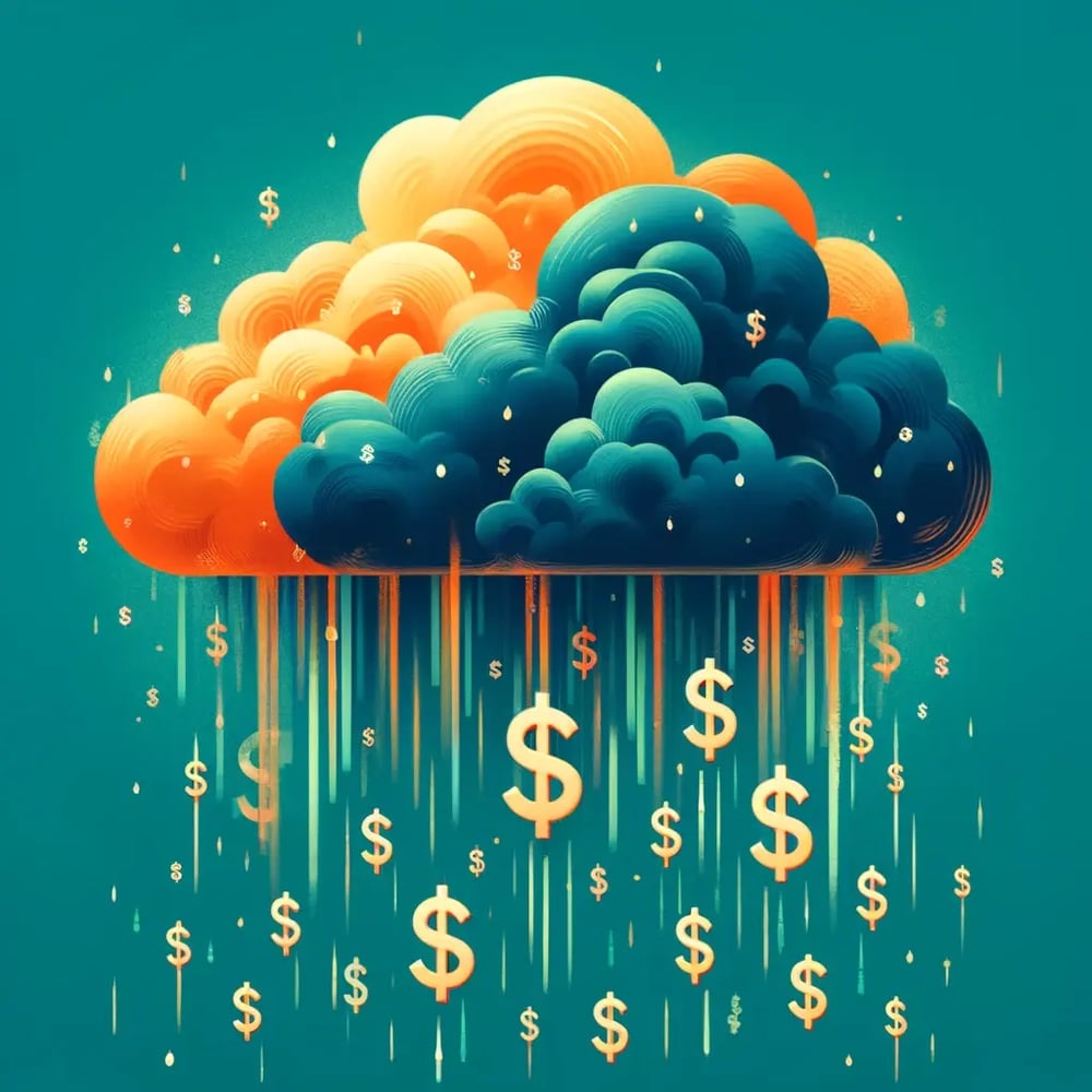 Inflation storm raining dollar signs