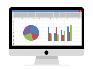 a computer displaying accounting charts