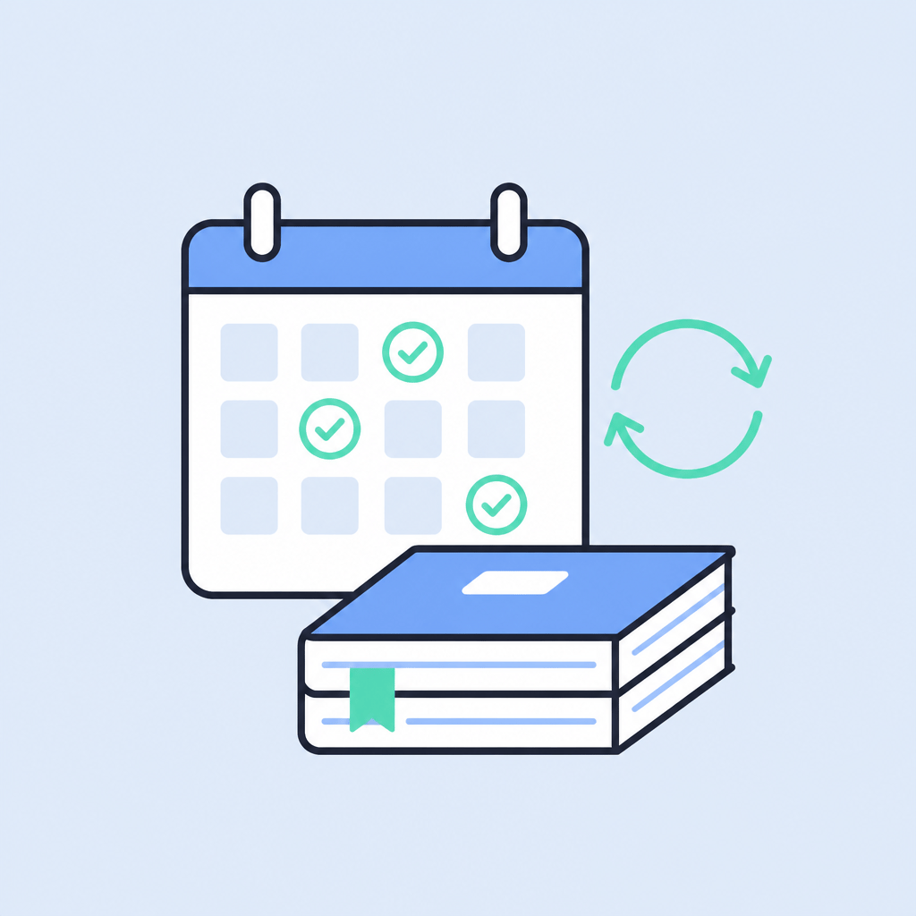 Calendar and ledger representing consistent monthly accounting